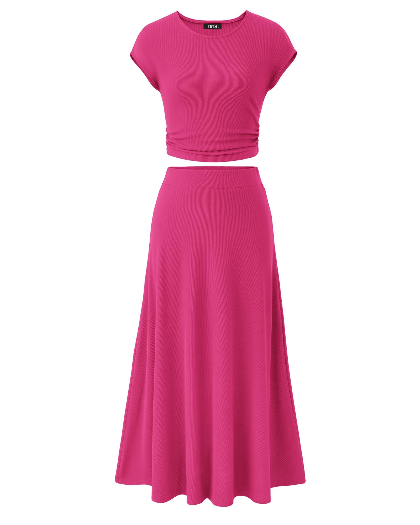 Women's Two-piece Casual Ribbed Top & Elastic Waist Skirt Set(Buy 2 Free Shipping)