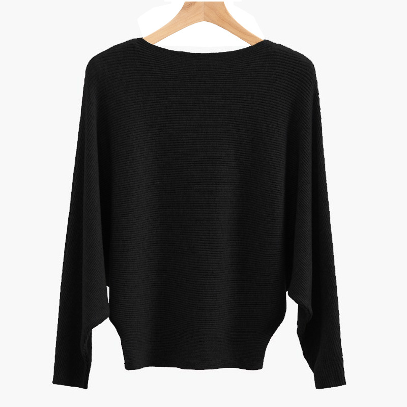 Women's Boat Neck Batwing Sleeves Knitted Sweaters