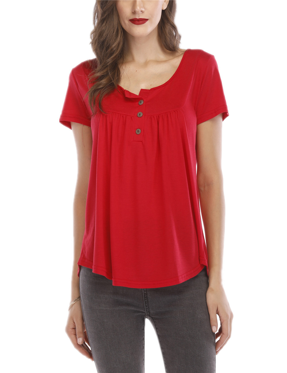 Women Short Sleeves  Top  Casual Blouse Loose Fit T-Shirt（S~5XL）