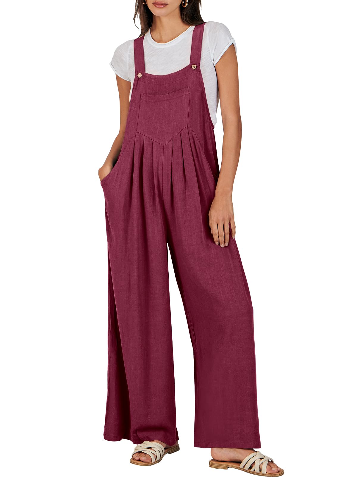 ⏰Hot Sale-Women's Sleeveless Wide Leg Jumpsuit with Pockets(Buy 2 Free Shipping)