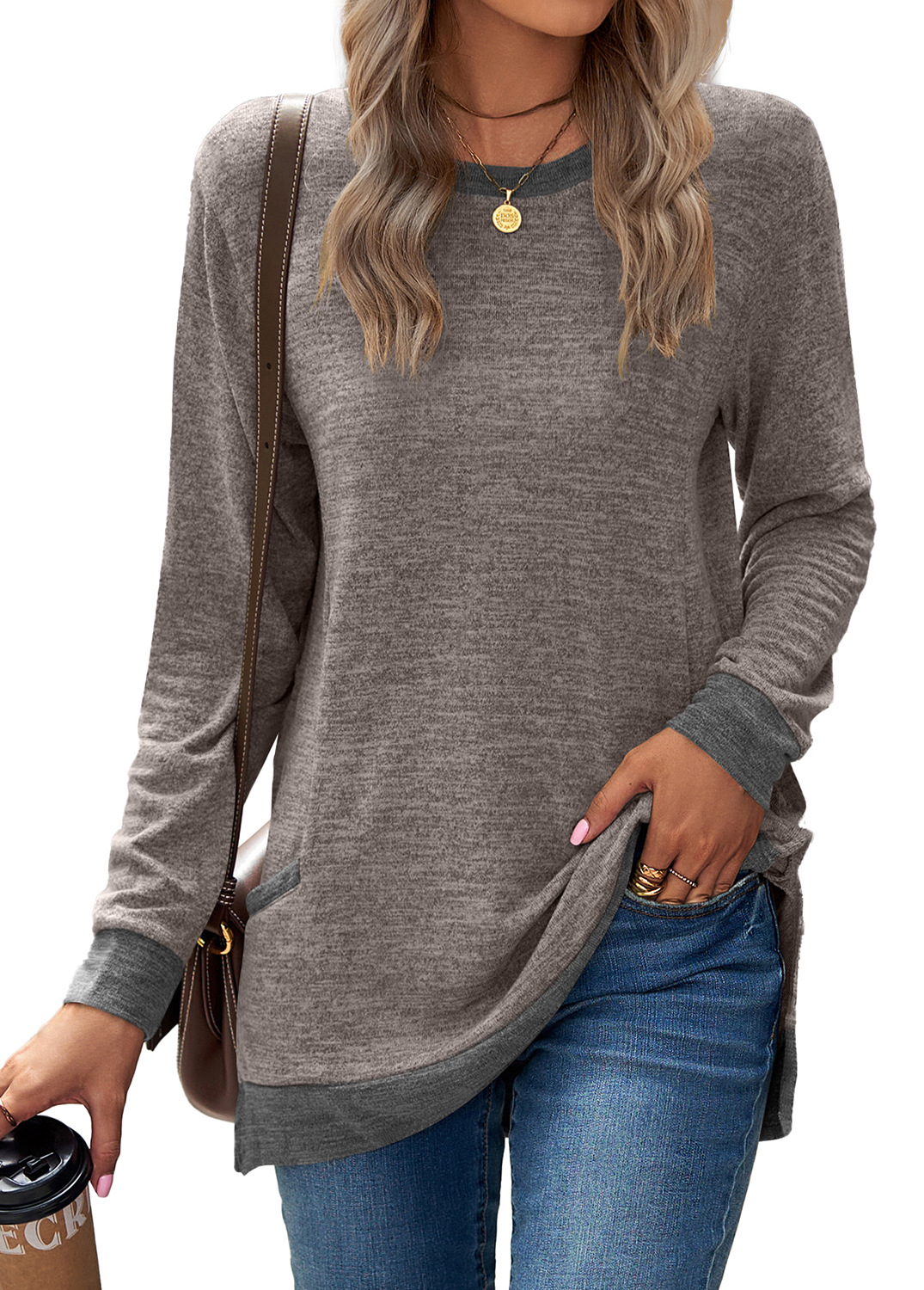 HOT SALE 🔥Women's Color Cotton Super Soft Basic Pocket Long Sleeve（BUY 2 FREE SHIPPING）