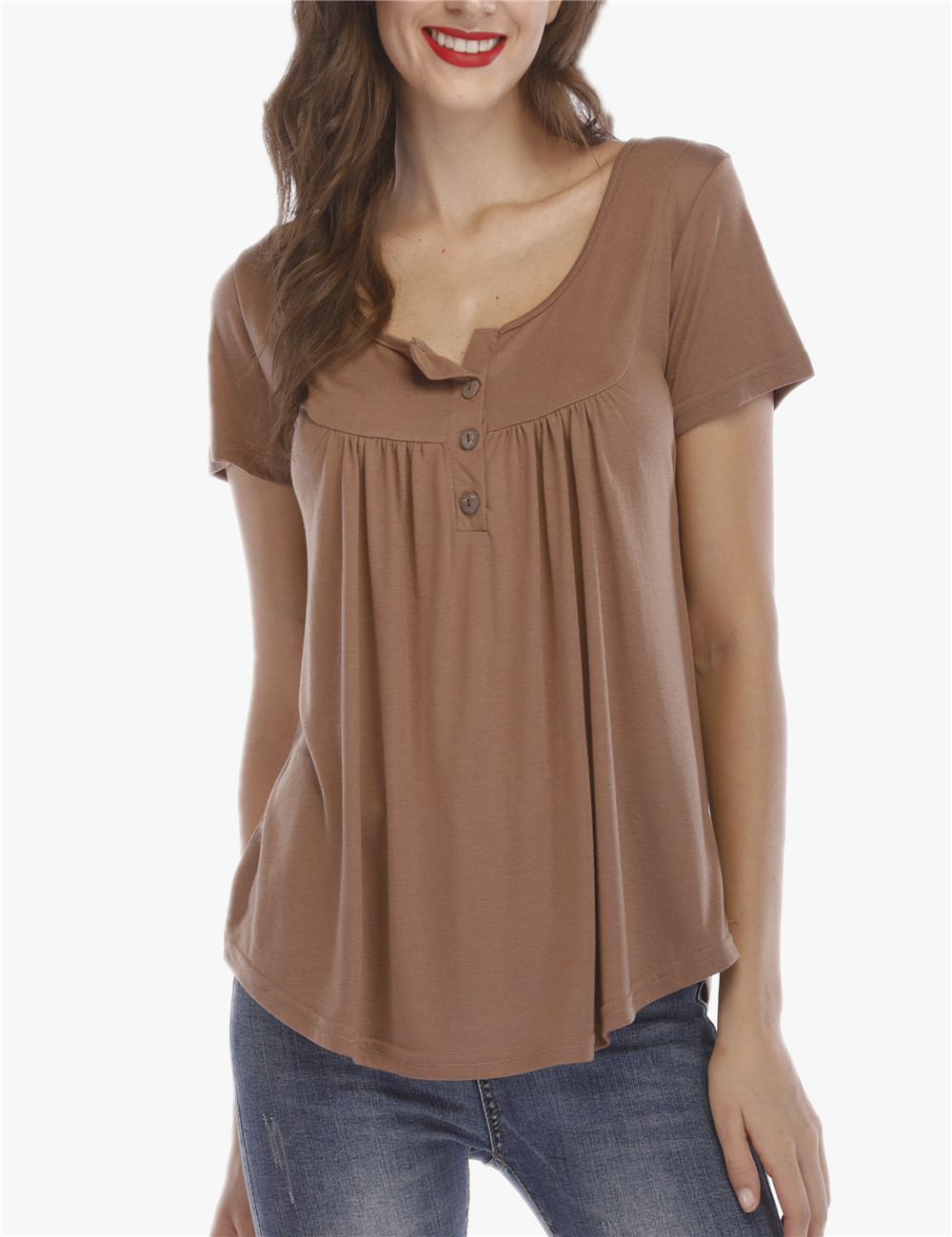 Women Short Sleeves  Top  Casual Blouse Loose Fit T-Shirt（S~5XL）
