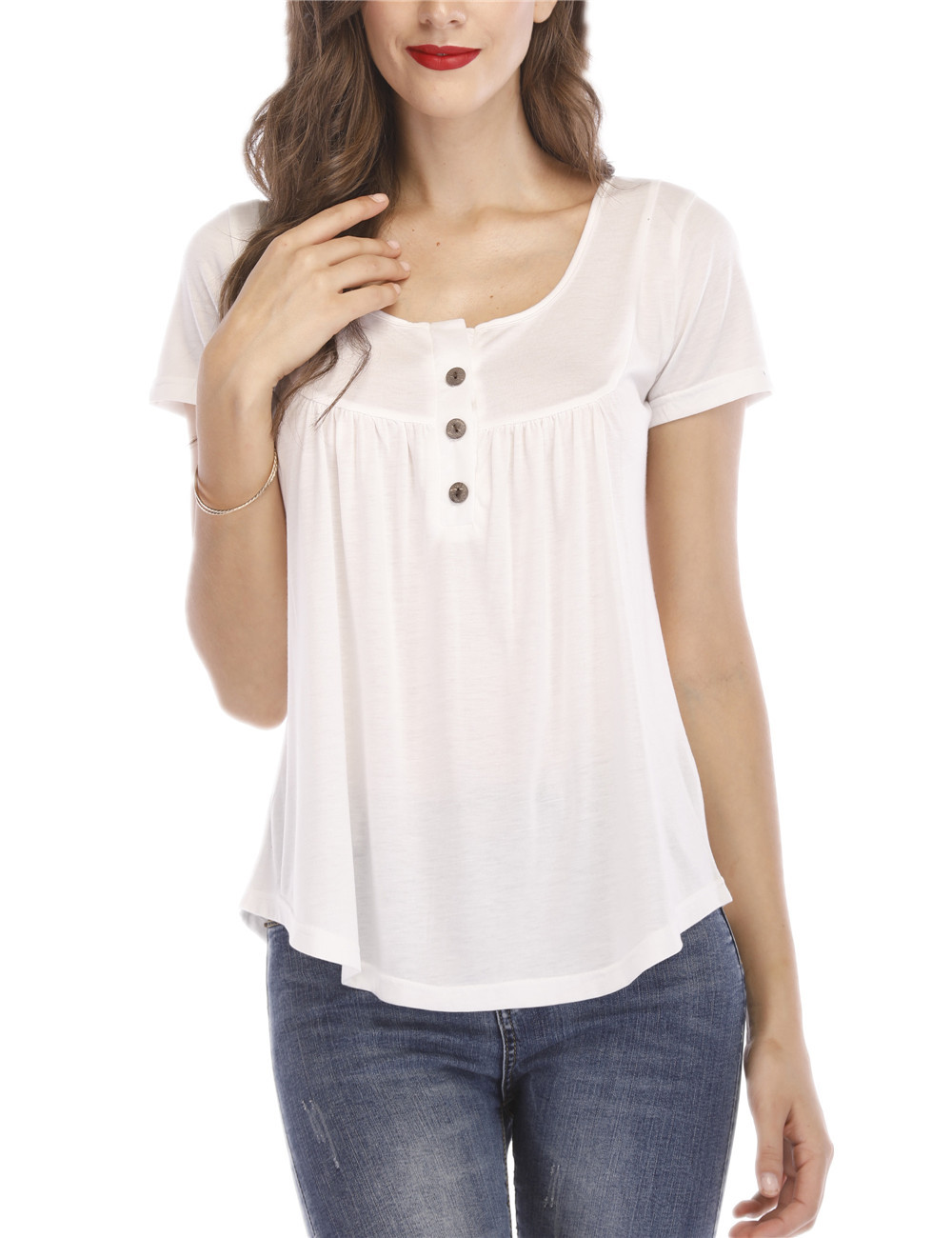 Women Short Sleeves  Top  Casual Blouse Loose Fit T-Shirt（S~5XL）
