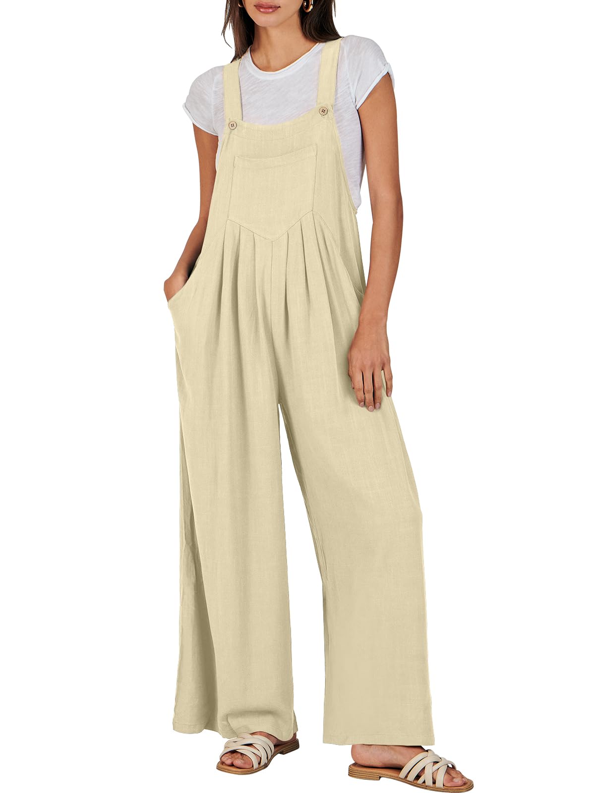 ⏰Hot Sale-Women's Sleeveless Wide Leg Jumpsuit with Pockets(Buy 2 Free Shipping)