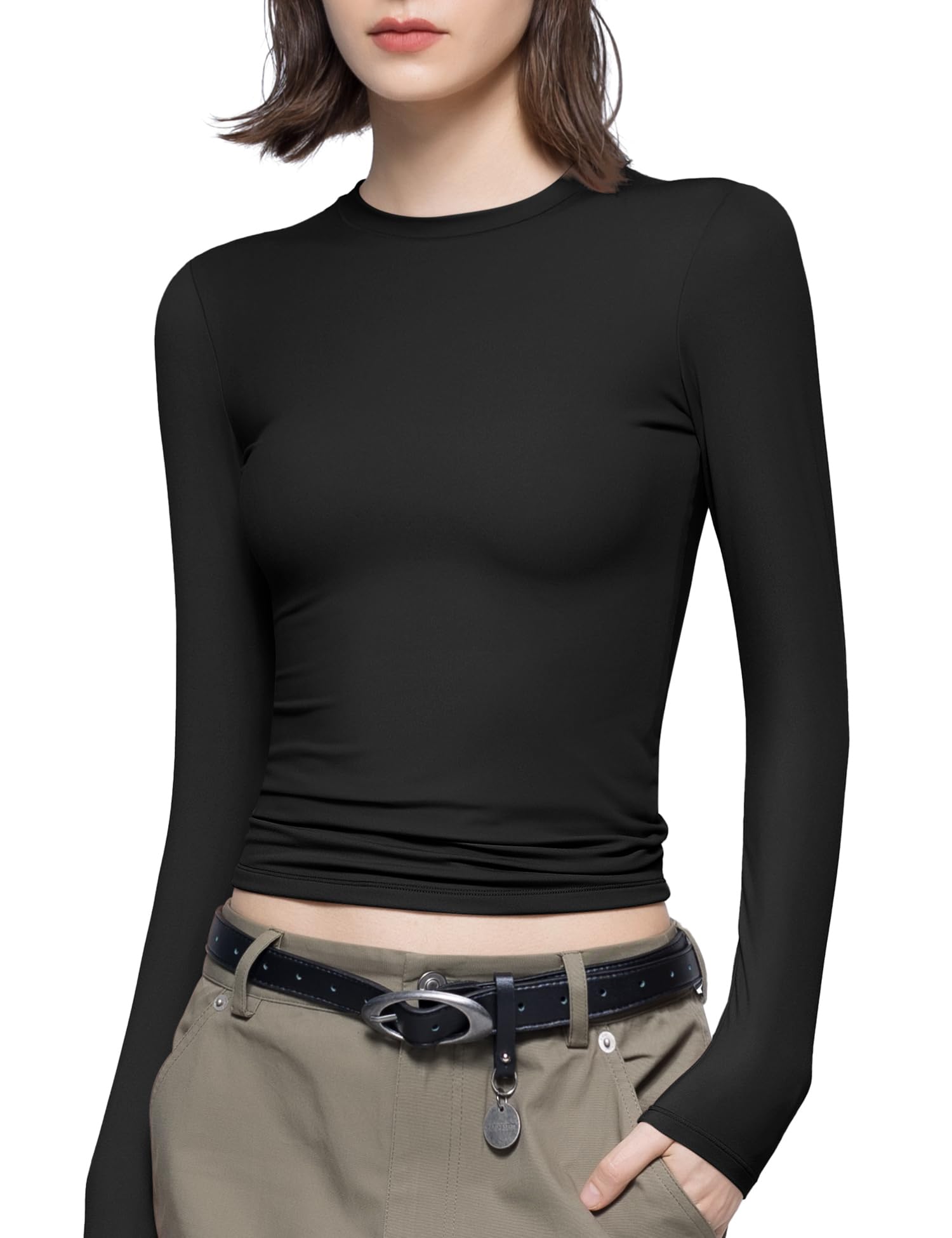 Women's Round Neck Long Sleeve Slim Fit T-shirt Tops(Buy 2 Free Shipping)