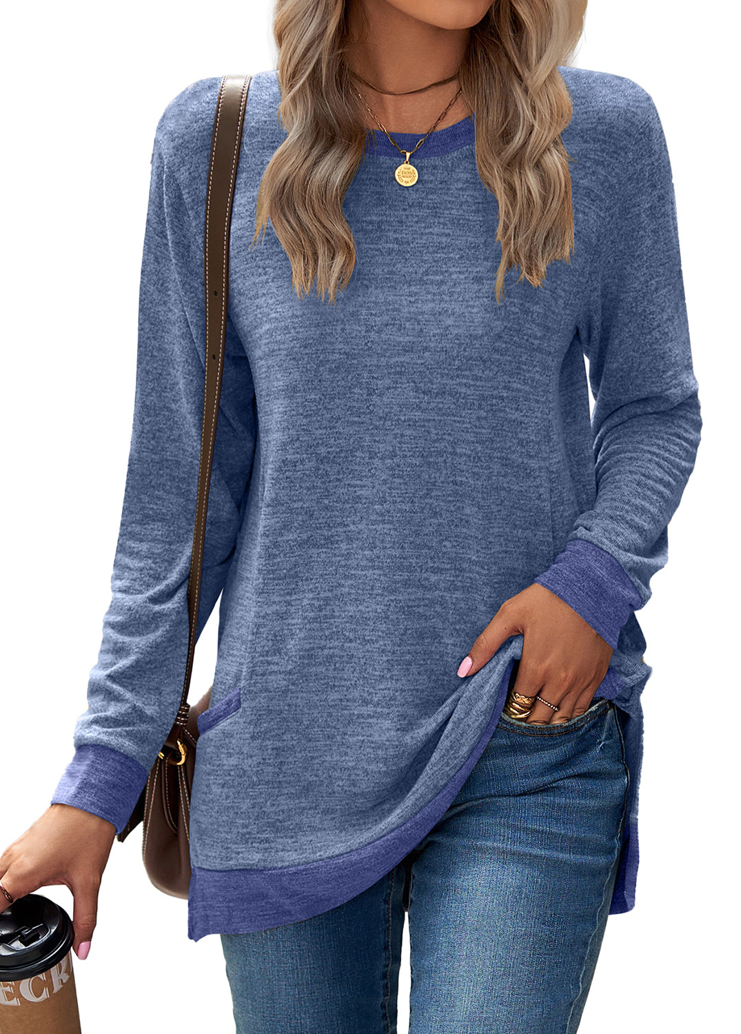 HOT SALE 🔥Women's Color Cotton Super Soft Basic Pocket Long Sleeve（BUY 2 FREE SHIPPING）