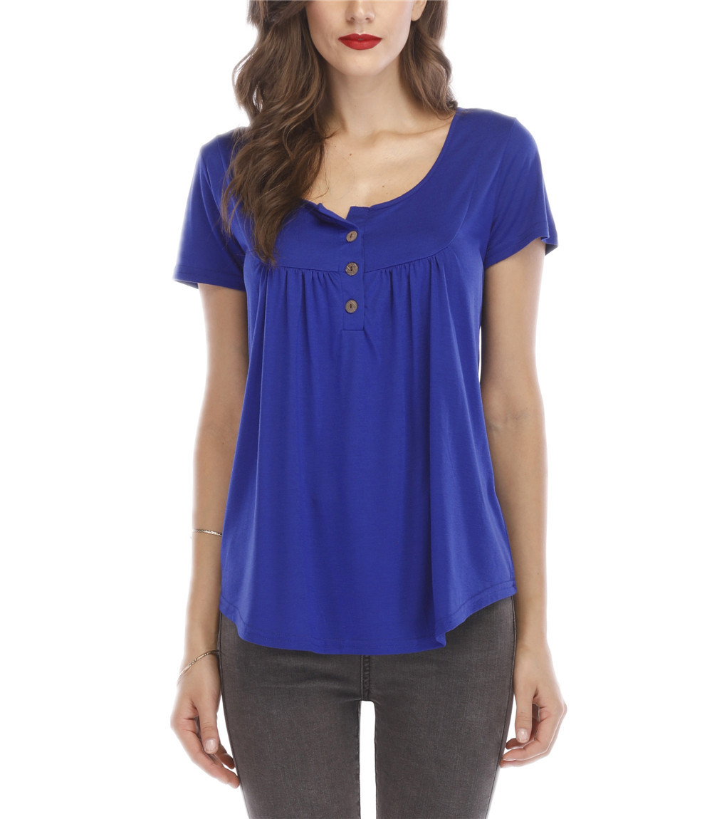 Women Short Sleeves  Top  Casual Blouse Loose Fit T-Shirt（S~5XL）