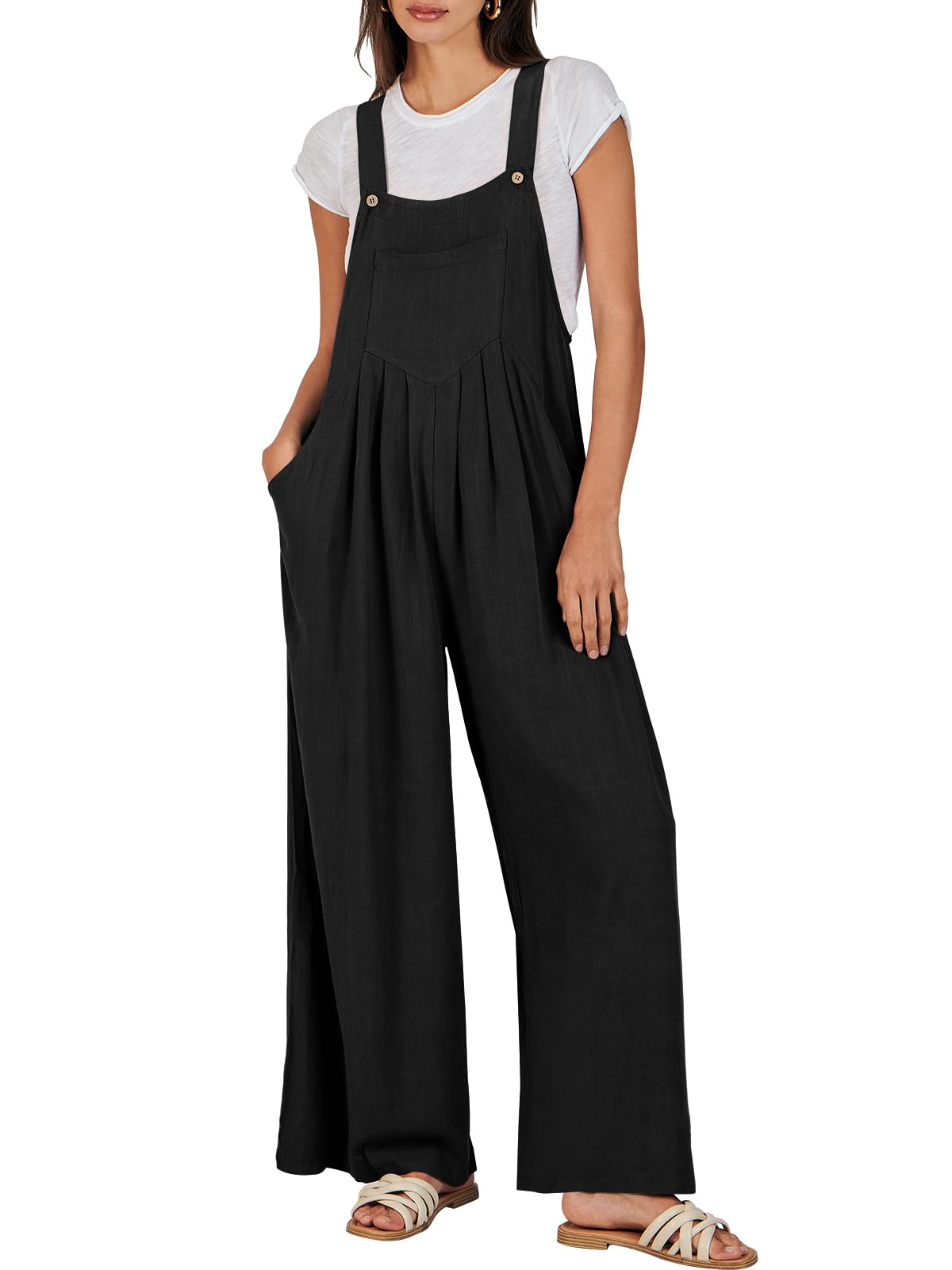 ⏰Hot Sale-Women's Sleeveless Wide Leg Jumpsuit with Pockets(Buy 2 Free Shipping)
