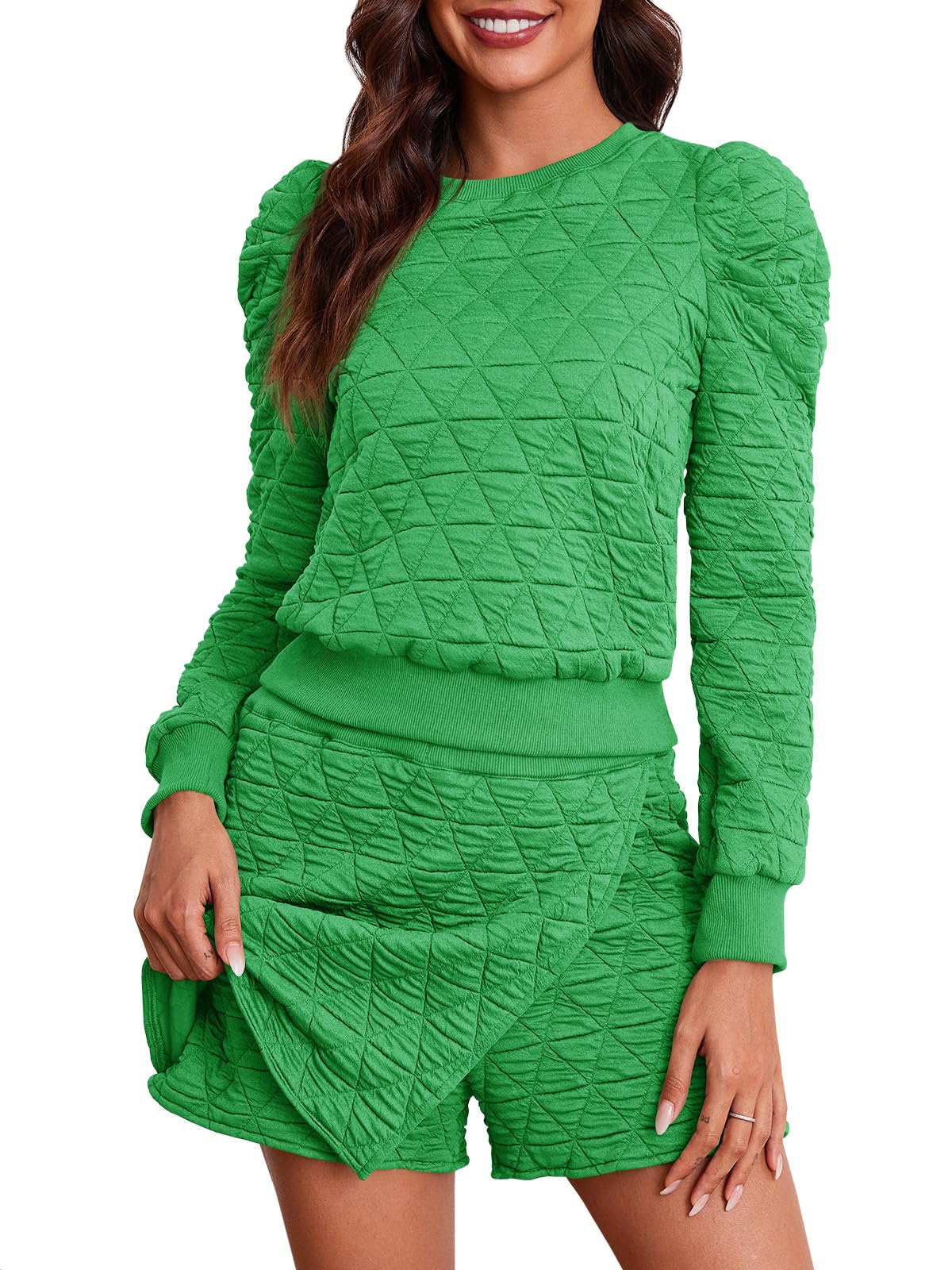 2024 New Women's Argyle Sweatshirts and Wrap Skorts Casual Set(buy 2 10% OFF)