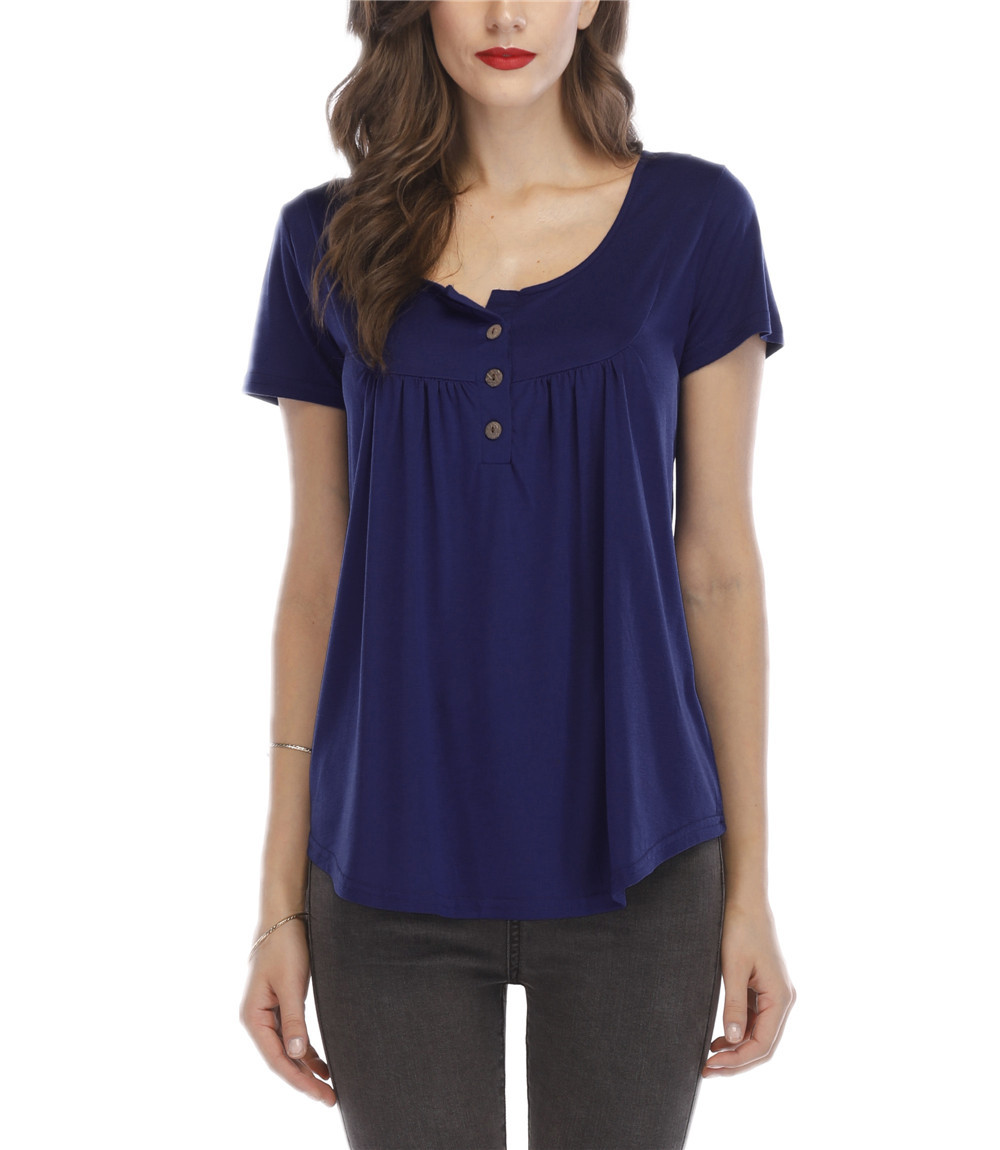 Women Short Sleeves  Top  Casual Blouse Loose Fit T-Shirt（S~5XL）