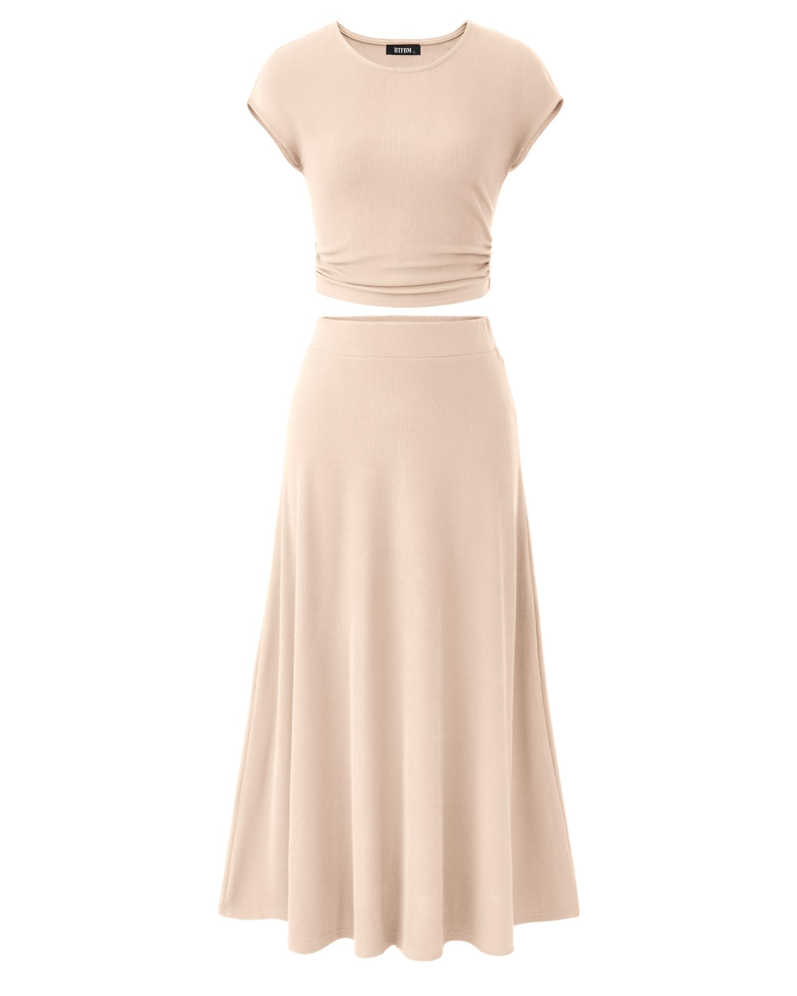 Women's Two-piece Casual Ribbed Top & Elastic Waist Skirt Set(Buy 2 Free Shipping)