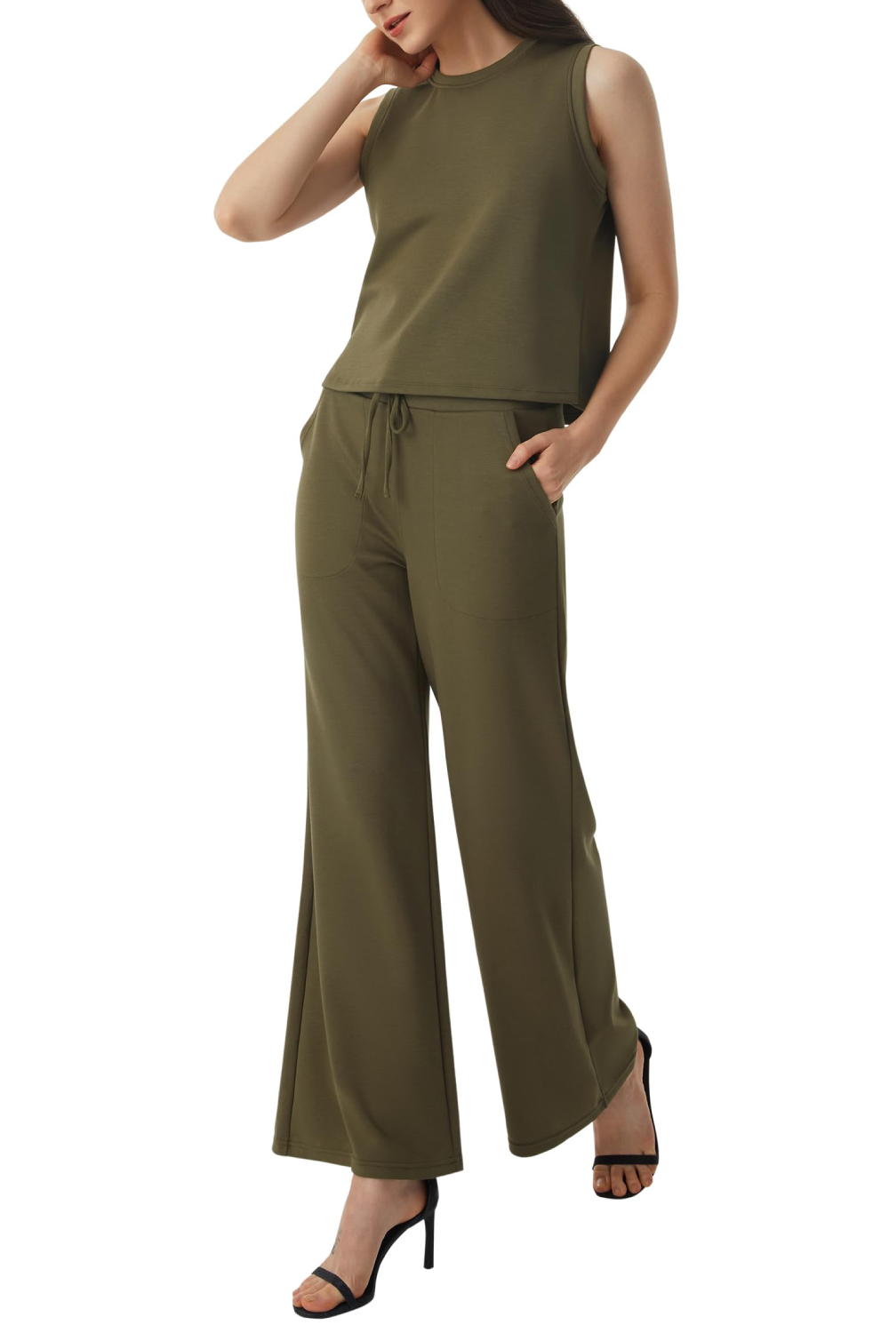2024 Women's Sleeveless Vest Top & Wide Leg Casual Pants 2-piece Set (Buy 2 Free Shipping)