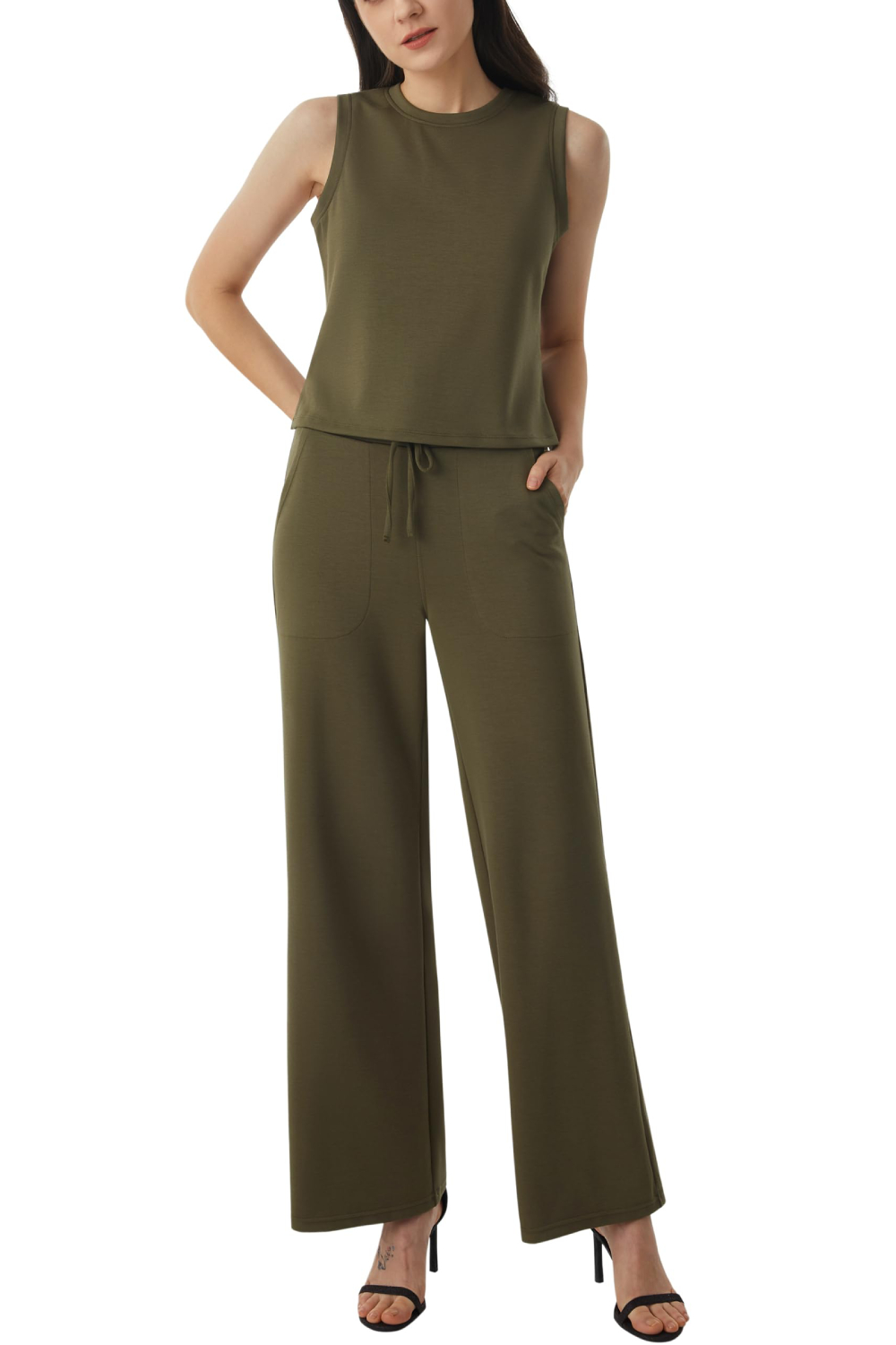 2024 Women's Sleeveless Vest Top & Wide Leg Casual Pants 2-piece Set (Buy 2 Free Shipping)