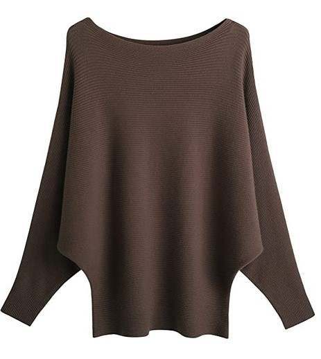 Women's Boat Neck Batwing Sleeves Knitted Sweaters