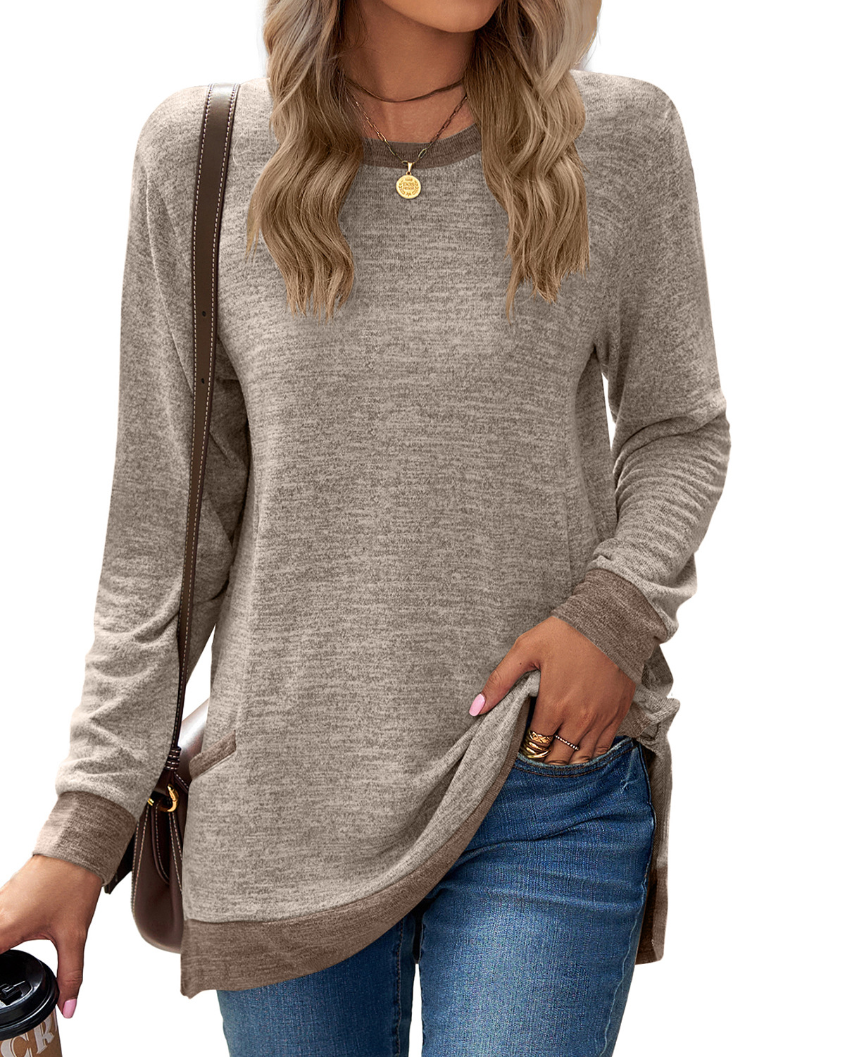 HOT SALE 🔥Women's Color Cotton Super Soft Basic Pocket Long Sleeve（BUY 2 FREE SHIPPING）