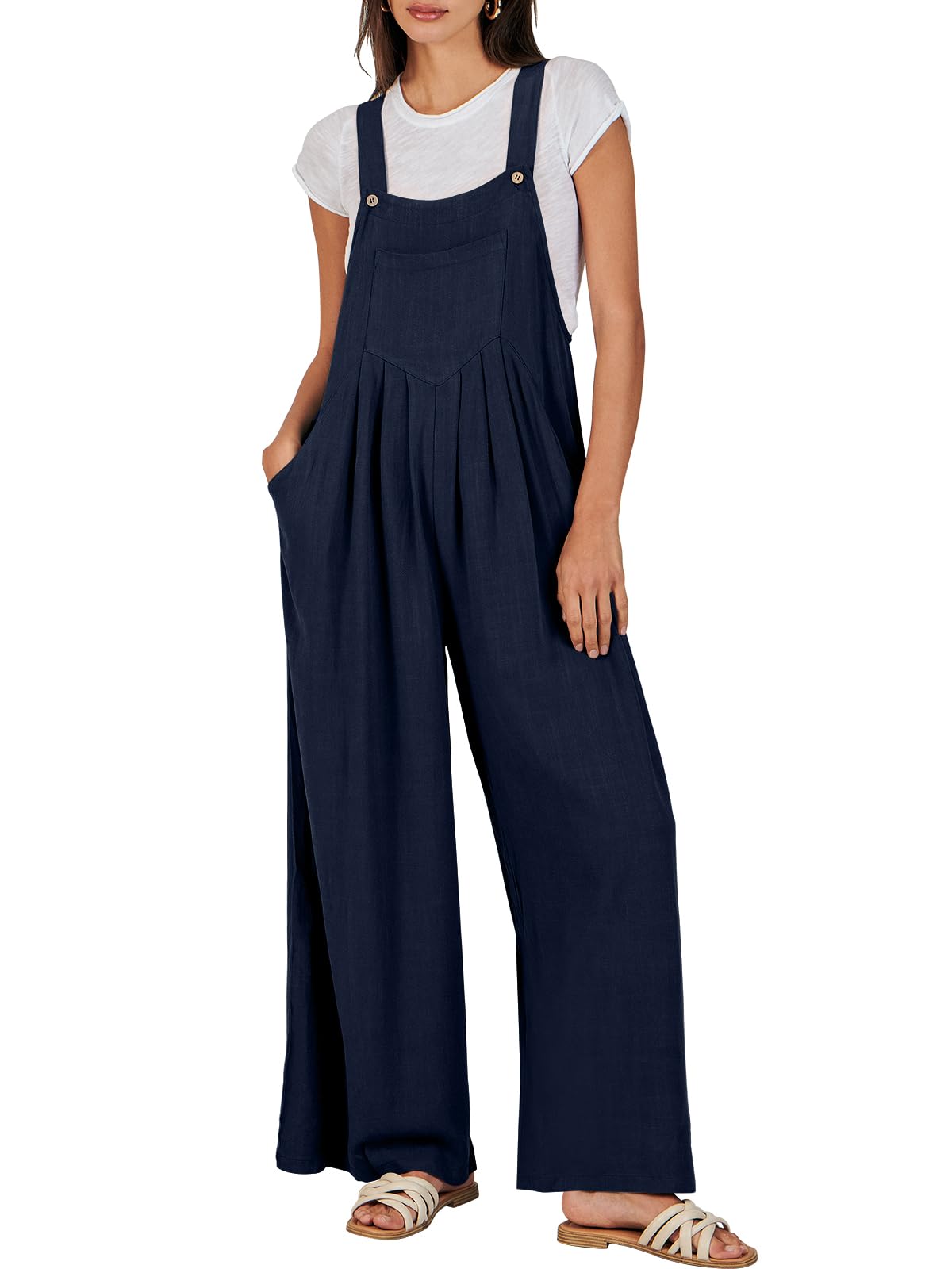 ⏰Hot Sale-Women's Sleeveless Wide Leg Jumpsuit with Pockets(Buy 2 Free Shipping)