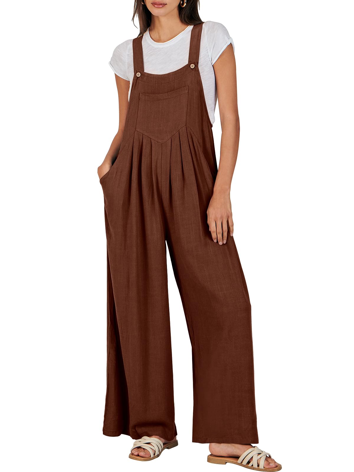 ⏰Hot Sale-Women's Sleeveless Wide Leg Jumpsuit with Pockets(Buy 2 Free Shipping)