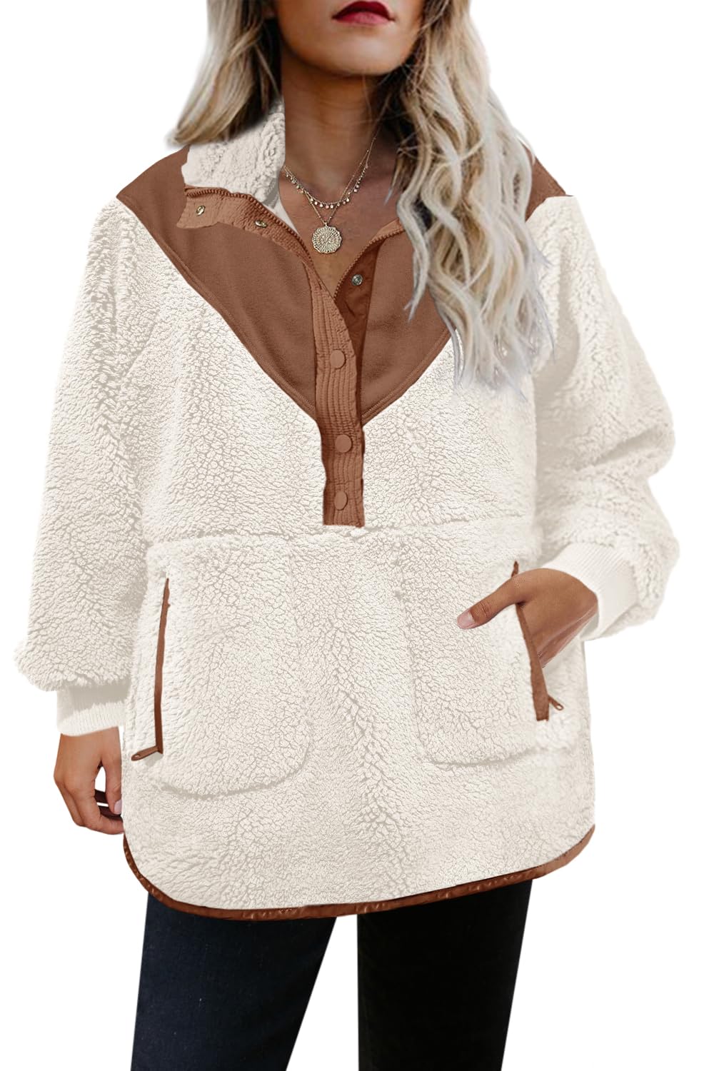 2024 New Women's Oversized Half Snap Fleece Pullover(50% OFF today!!!)