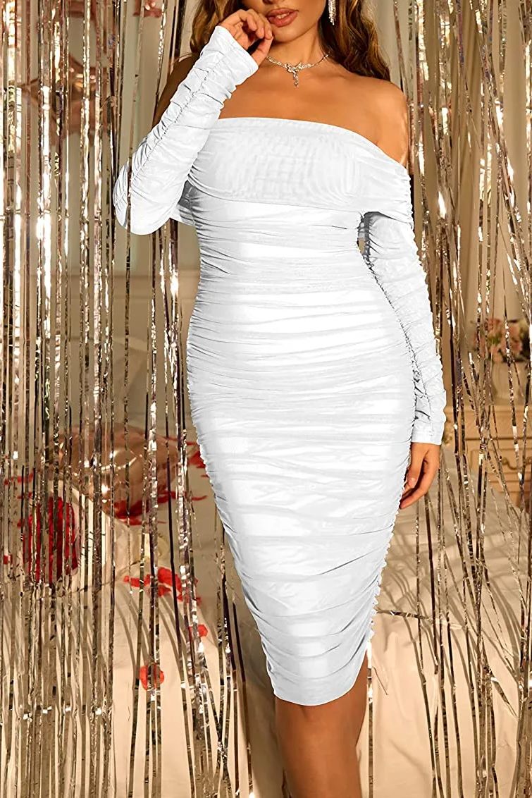 Women's Sexy Elegant Ruffle Long Sleeve Mini Dress