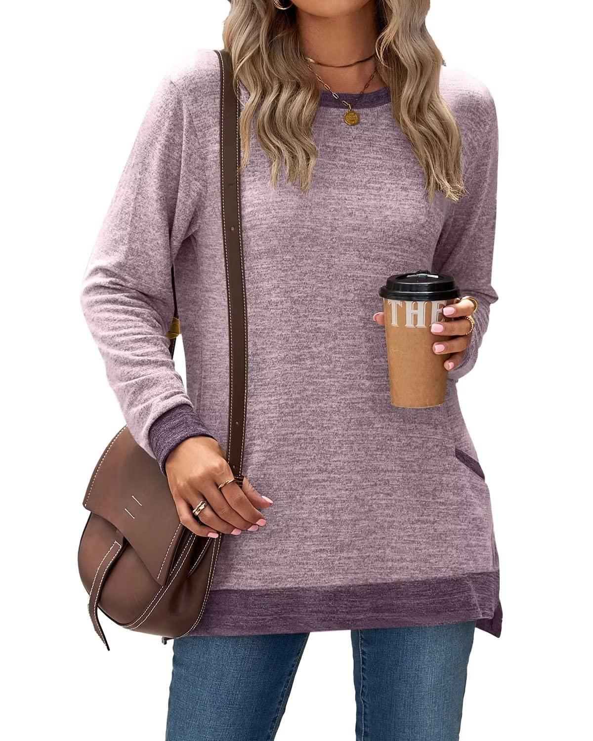 HOT SALE 🔥Women's Color Cotton Super Soft Basic Pocket Long Sleeve（BUY 2 FREE SHIPPING）