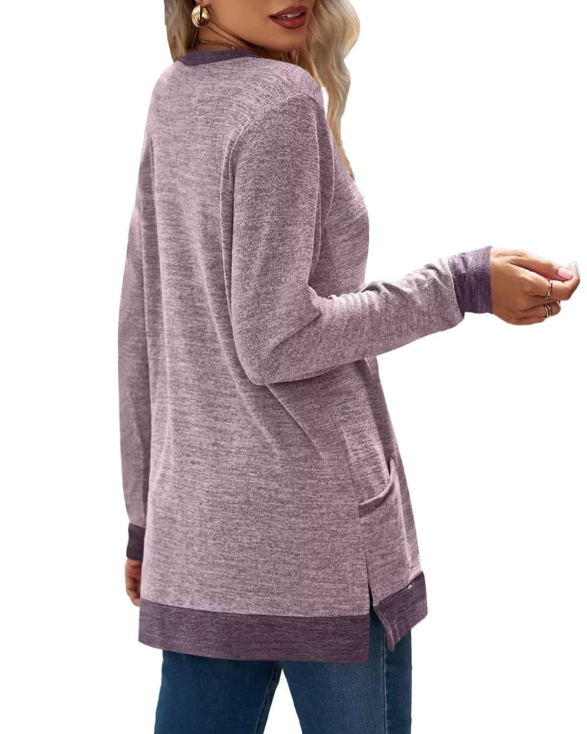 HOT SALE 🔥Women's Color Cotton Super Soft Basic Pocket Long Sleeve（BUY 2 FREE SHIPPING）