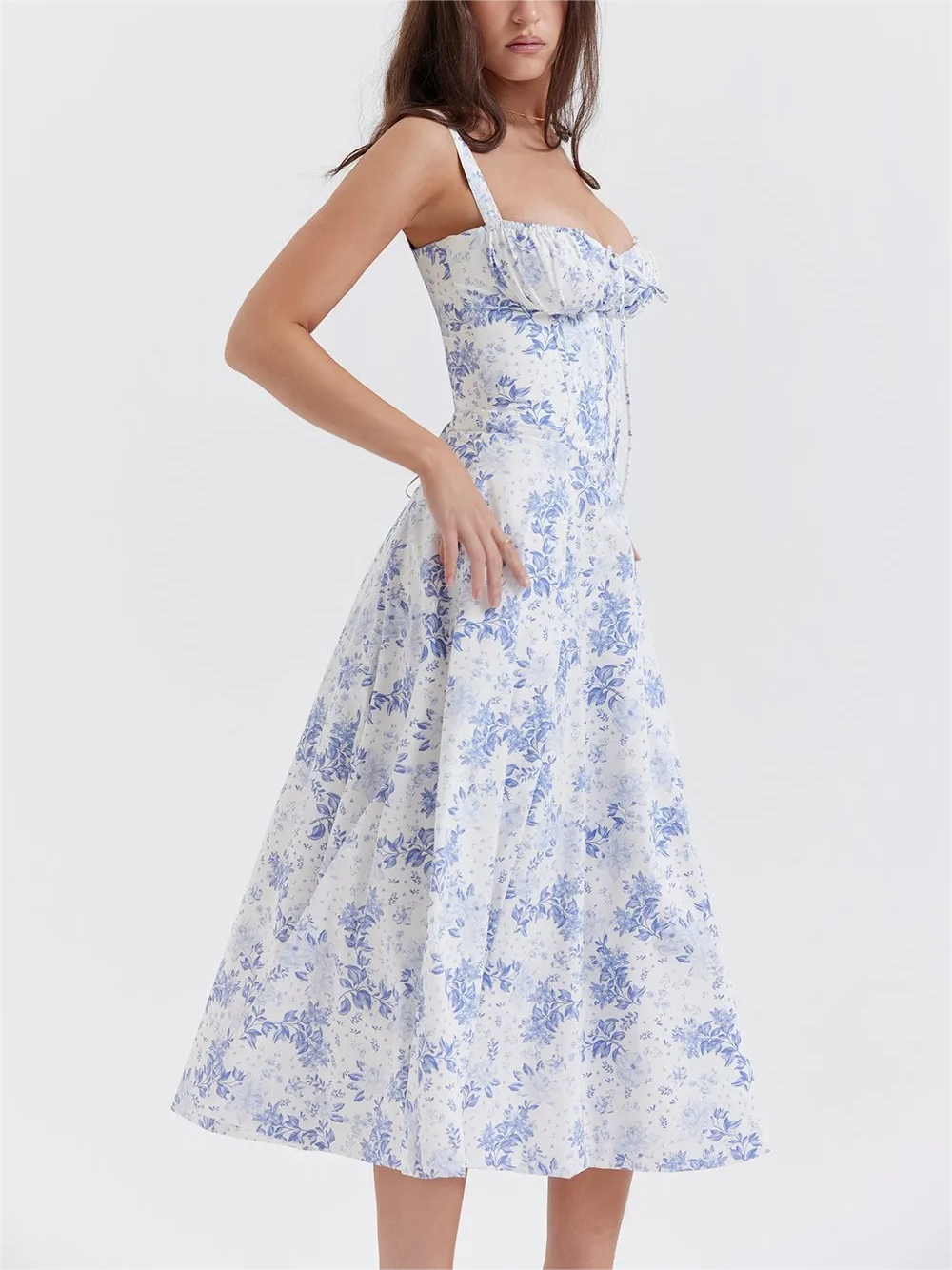 Women's Vintage Print Bustier Sundress 