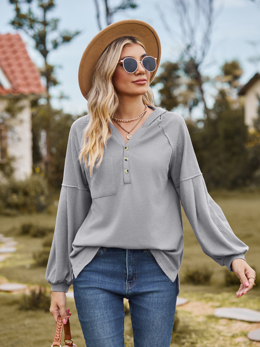 🔥🔥HOT SALE-DROPPED SHOULDER BUTTON-DOWN HOODIE(BUY 2 FREE SHIPPING)