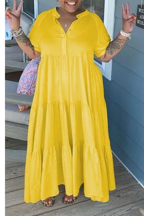 Oversized Tiered Midi Dress-Buy 2 Free Shipping