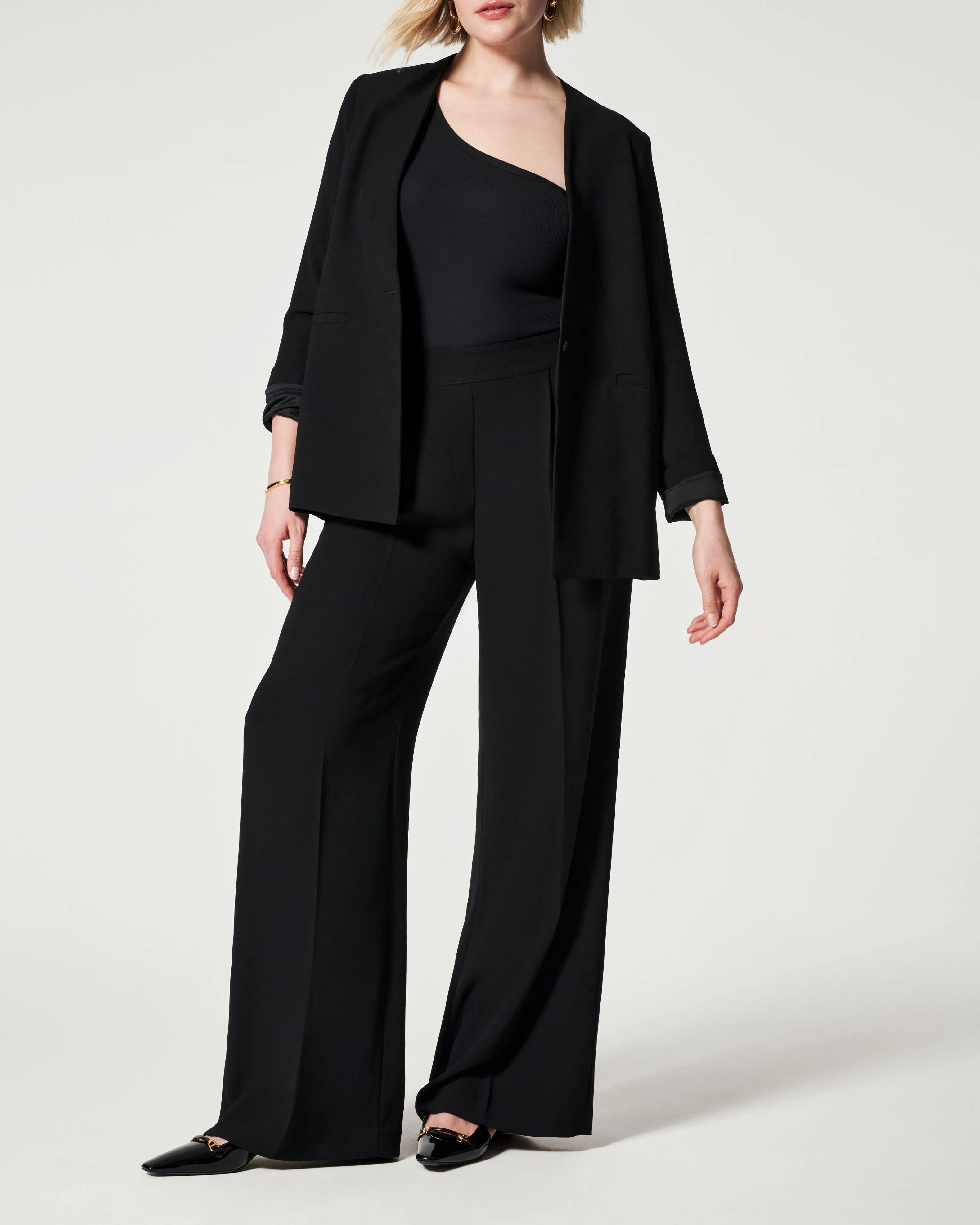 New Simple Crepe Pleated Straight-leg Trousers