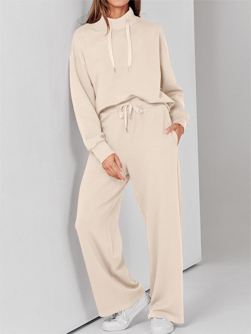 Womens 2 Piece Outfits Sweatsuit Set Drawstring Sweatshirt Lounge Set 