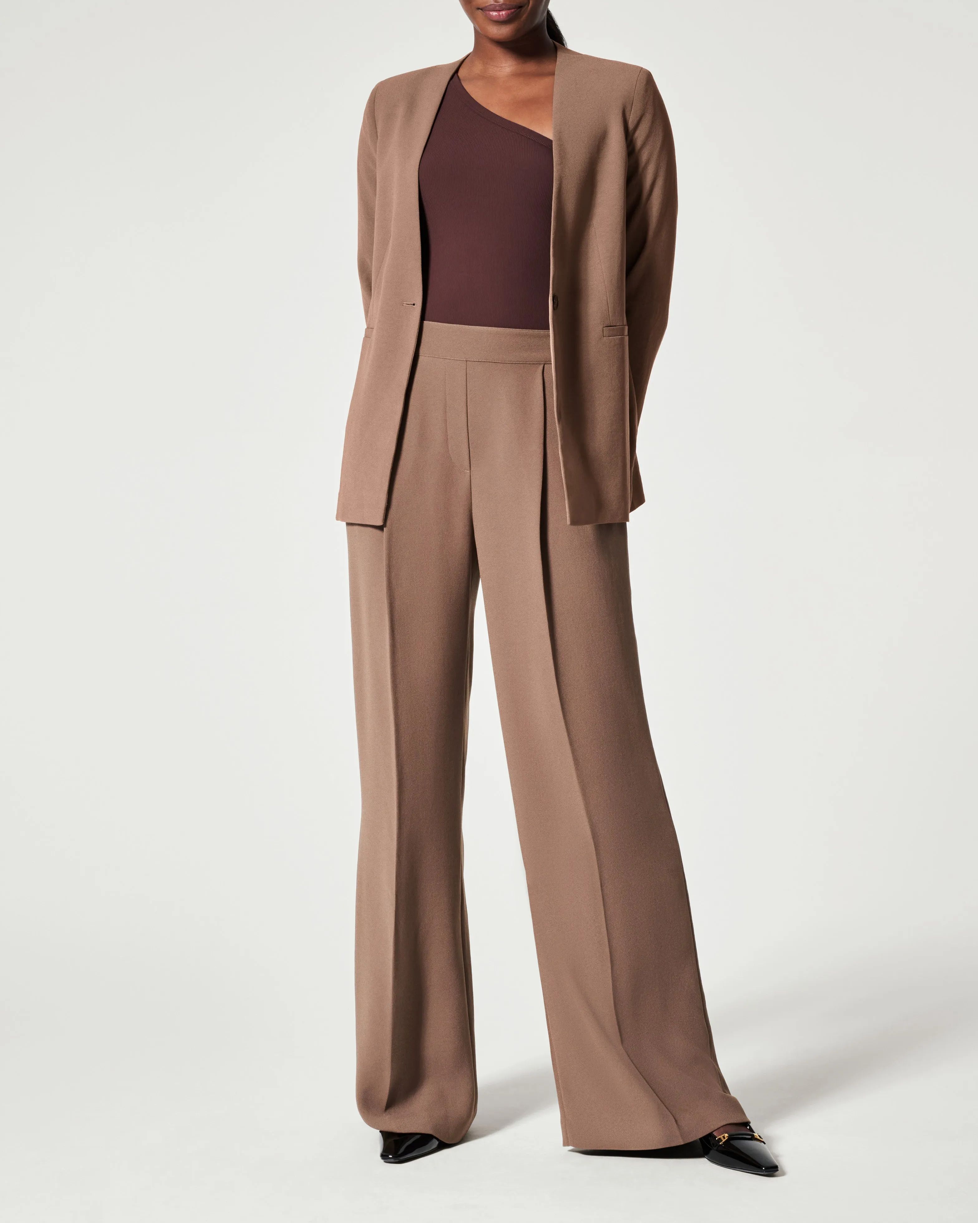 New Simple Crepe Pleated Straight-leg Trousers