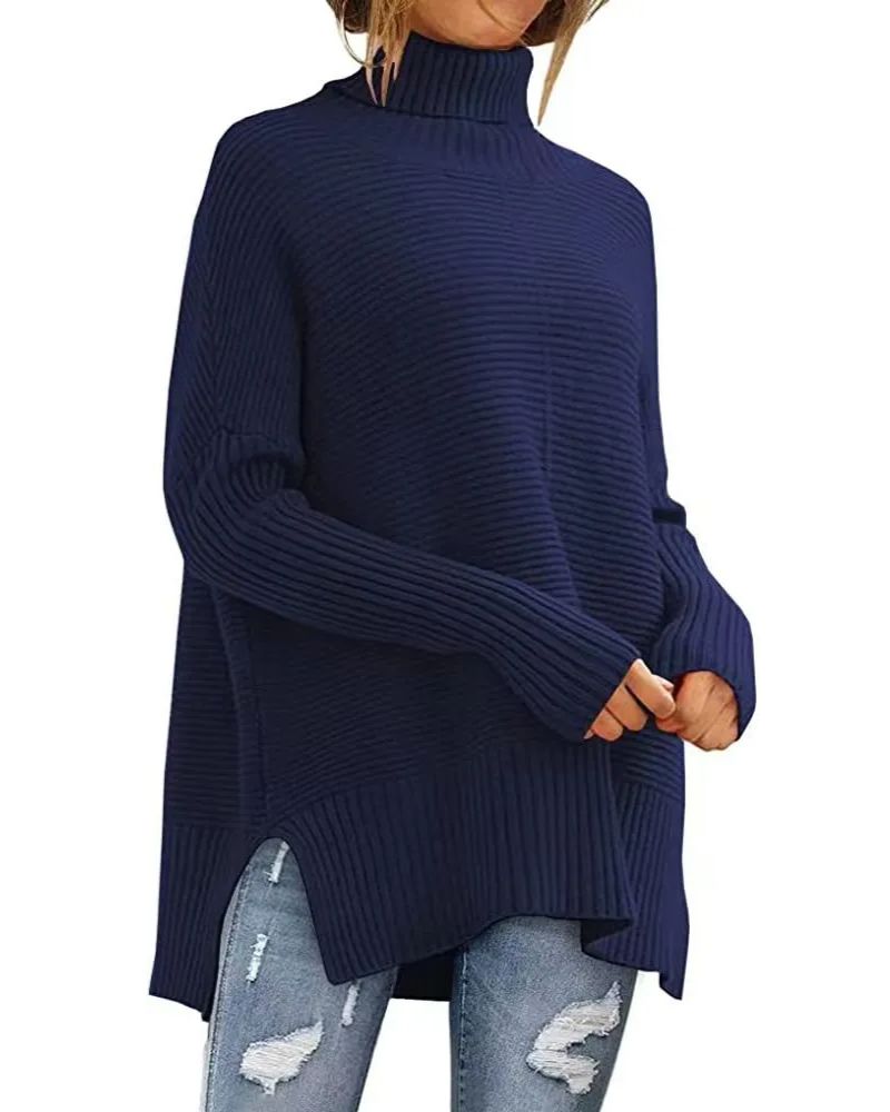 Women's Oversized Turtleneck Sweaters Ribbed Tunic Sweater(BUY 2 FREE SHIPPING)