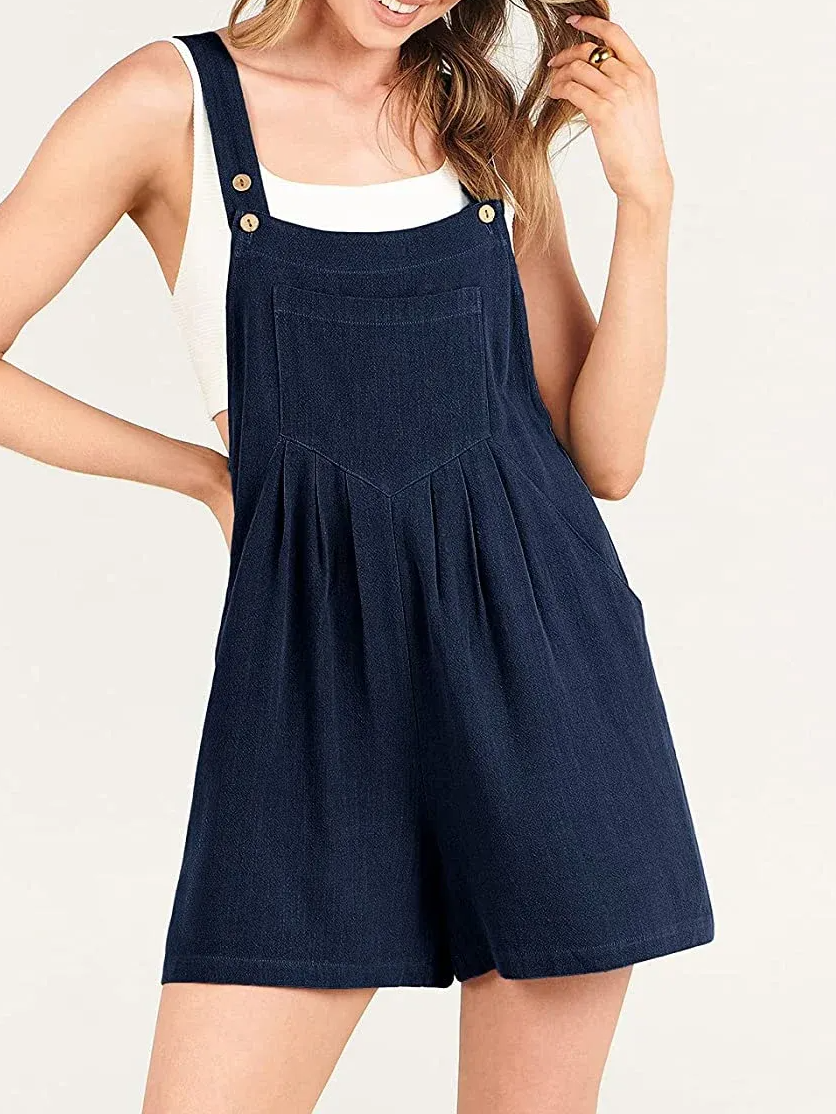 New Adjustable Wide Leg Pocket Short Overalls Romper (Buy 2 Free Shipp