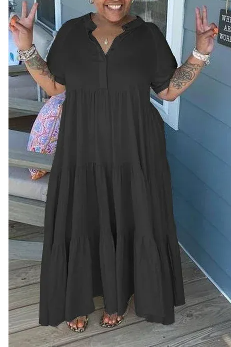 Oversized Tiered Midi Dress-Buy 2 Free Shipping