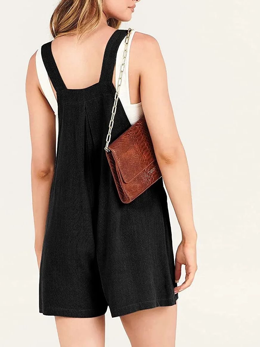 New Adjustable Wide Leg Pocket Short Overalls Romper (Buy 2 Free Shipping)