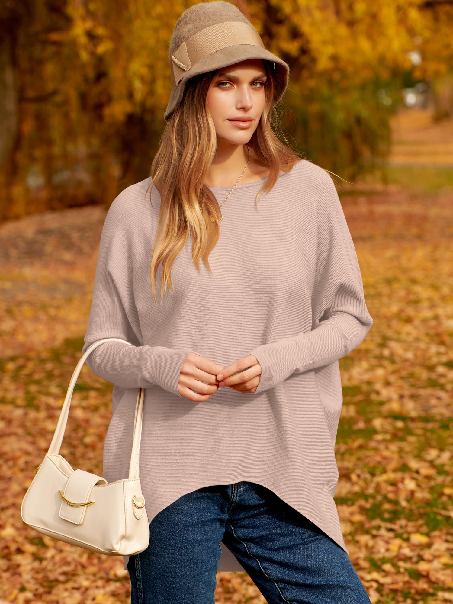 Women's Oversized Dolman Sleeve Knitted Pullover Casual Sweater(Buy 2 Free Shipping)
