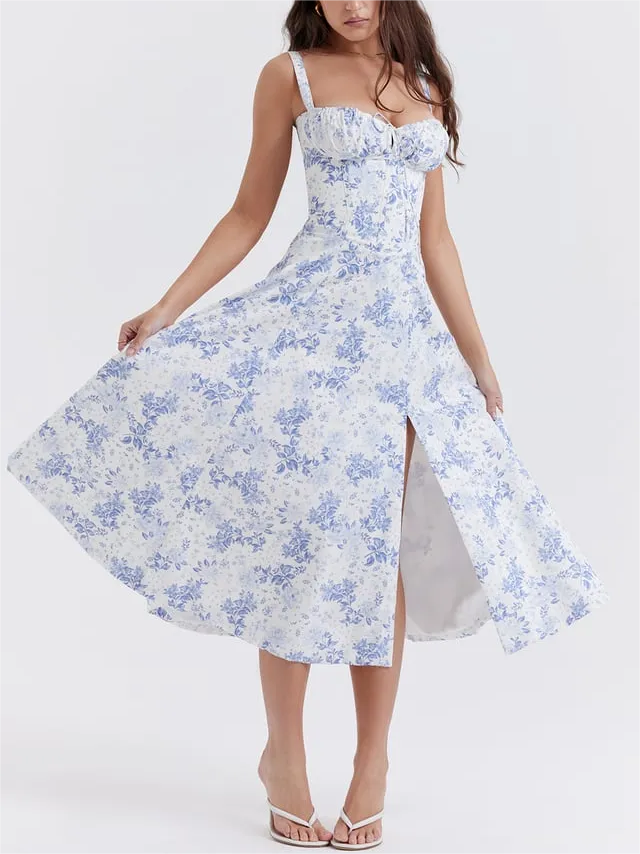 Women's Vintage Print Bustier Sundress 