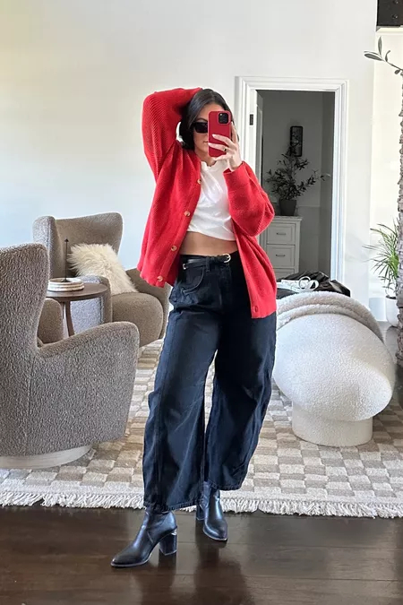 HOT SLAE🔥High Stretch Mid-Rise Barrel Jeans Fashion Wide Leg Shape (BUY 2 Free Shipping)