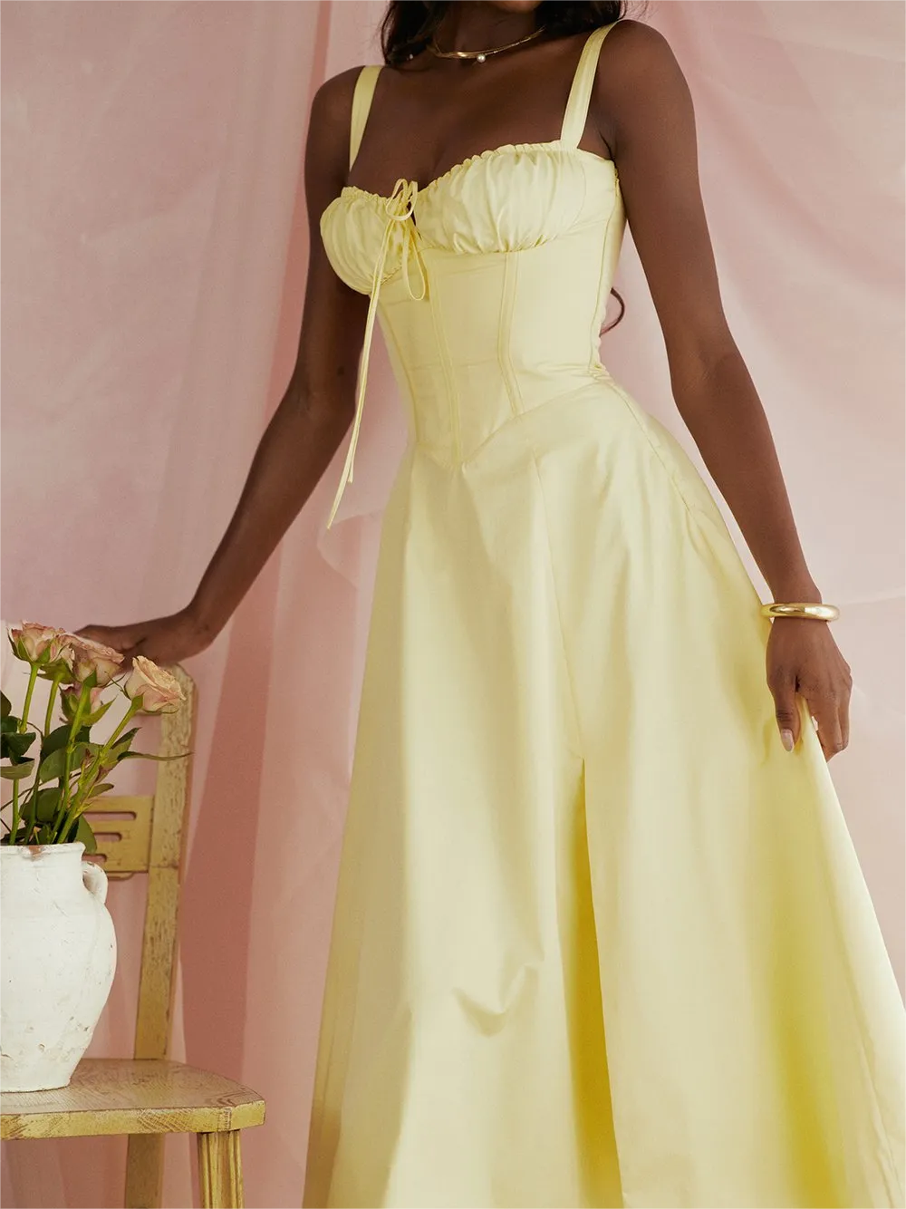 Women's Vintage Print Bustier Sundress 