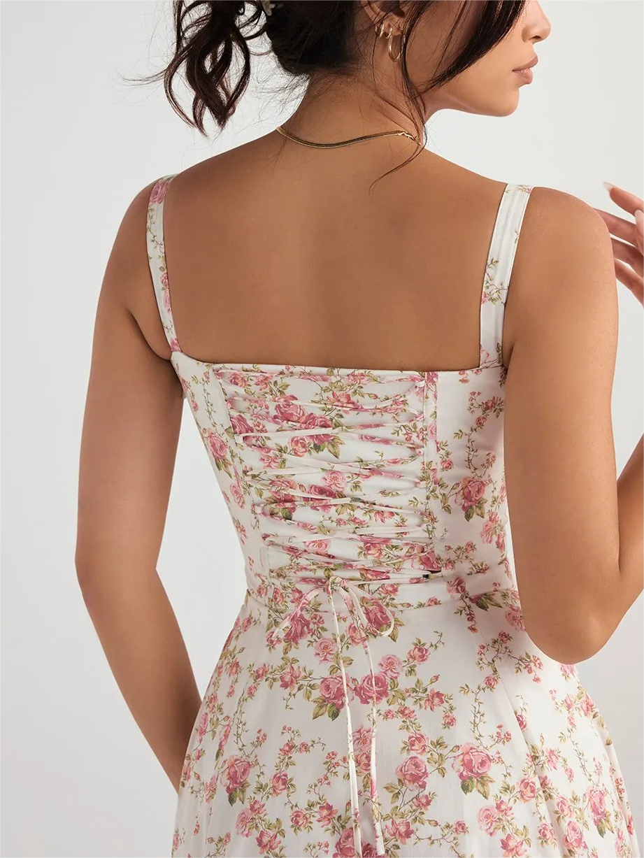 Women's Vintage Print Bustier Sundress 