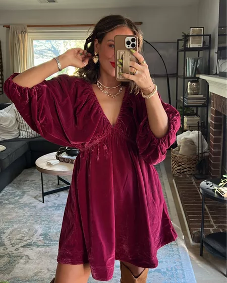 Christmas Sale 80% OFF ✨Women's V Neck Velvet Dress(Buy 2 Free Shipping)
