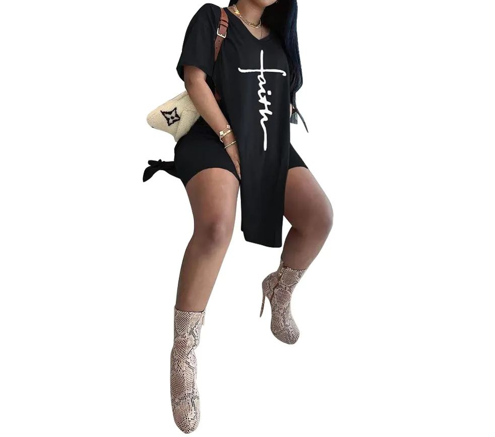 Mid Length Top And Shorts Two-Piece Set