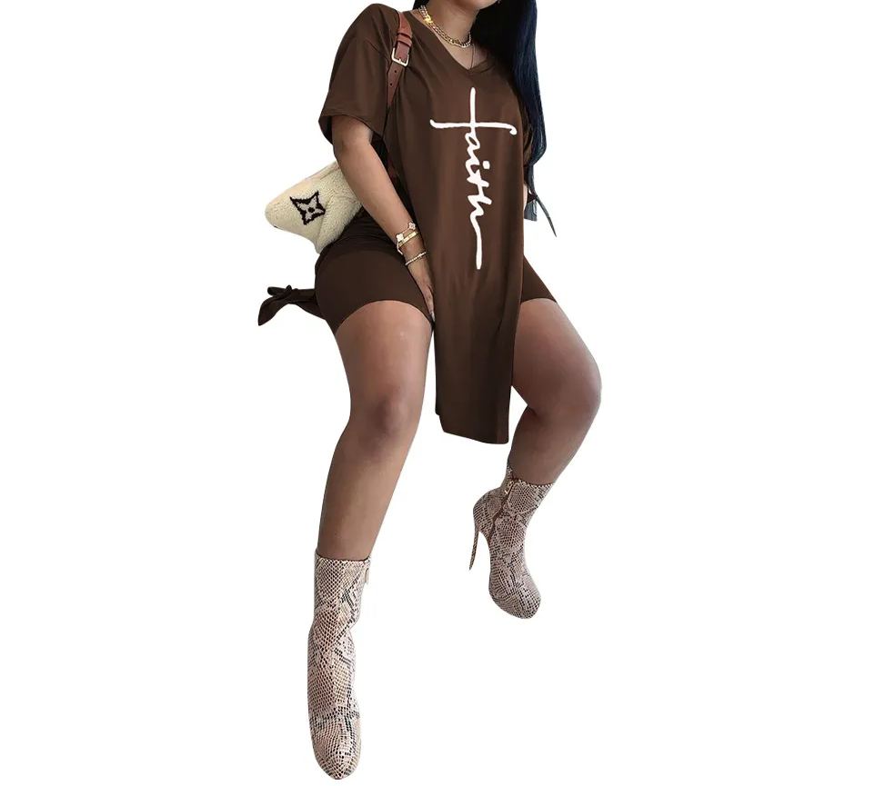 Mid Length Top And Shorts Two-Piece Set