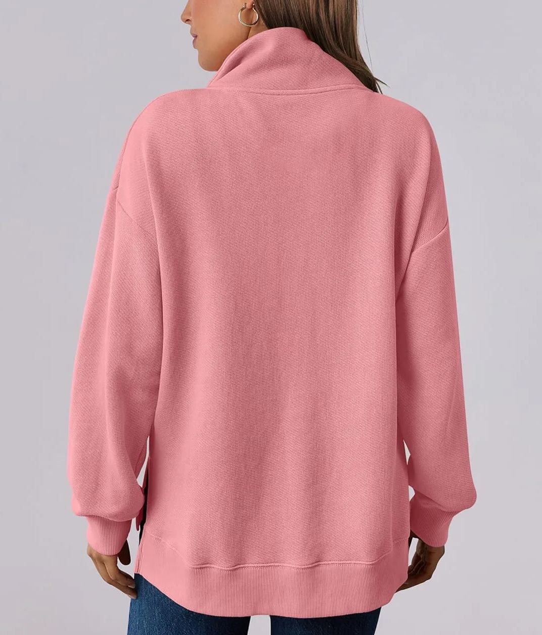 2024 Fall Women's Polo V Neck Split Tunic Pullover Sweatshirts with Pockets(buy 2 10% OFF)