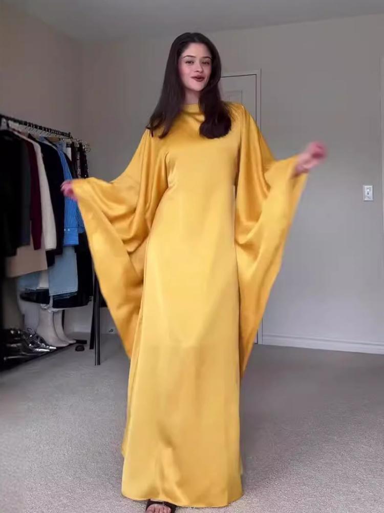 2024 New Women's Batwing Butterfly Sleeve Round Neck Maxi Dress(BUY 2 FREE SHIPPING)