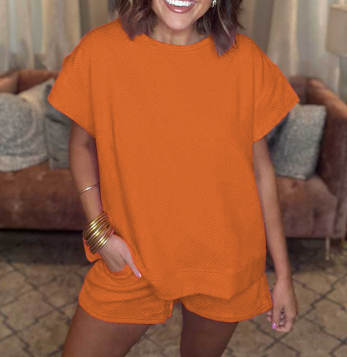 🔥🔥Hot Sale-Women's Solid Textured Drawstring Shorts Set(Buy 2 Free Shipping)