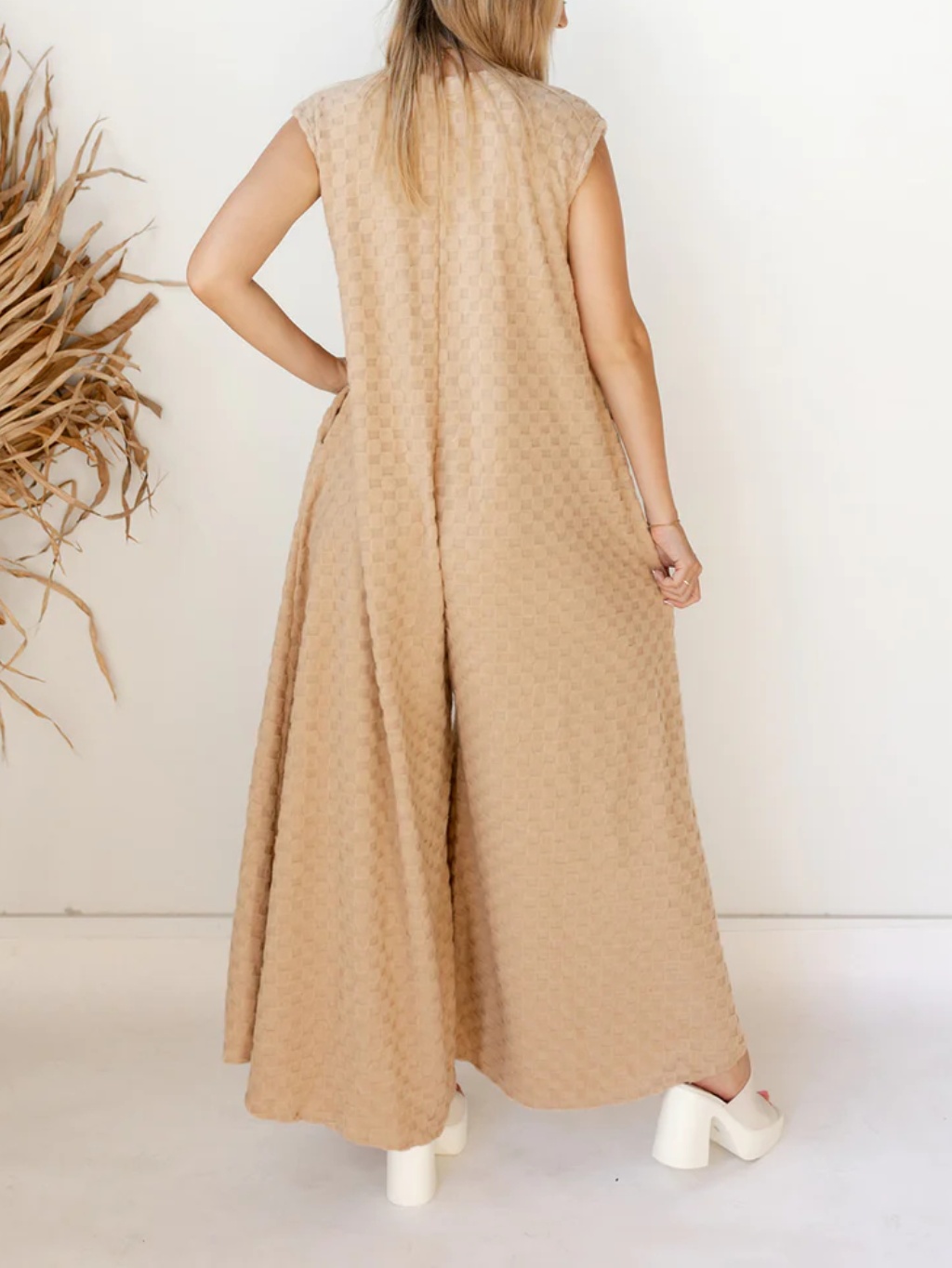 Plaid Button Loose Jumpsuit (Buy 2 Free Shipping)