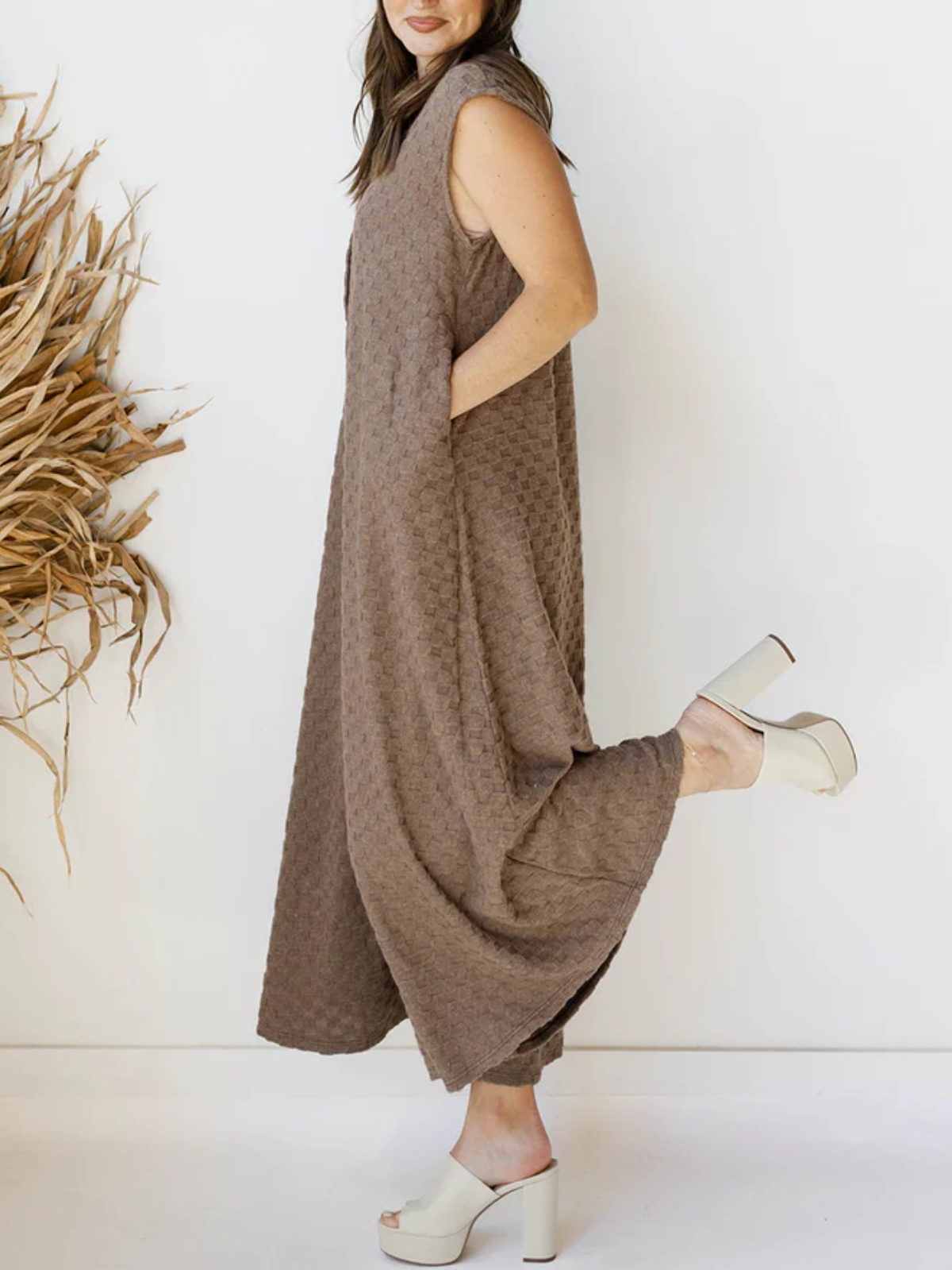 Plaid Button Loose Jumpsuit (Buy 2 Free Shipping)