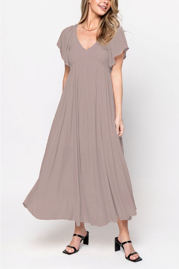2024 Women’s V-Neck Flowing Pleated Dress