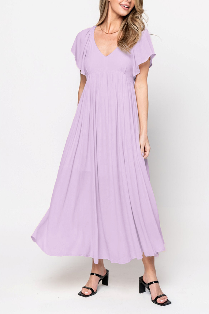 2024 Women’s V-Neck Flowing Pleated Dress